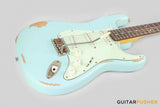 Vintage V6 Icon S-Style Electric Guitar - Distressed Laguna Blue