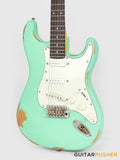 Vintage V6 Icon S-Style Electric Guitar - Distressed Ventura Green