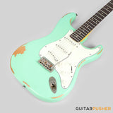Vintage V6 Icon S-Style Electric Guitar - Distressed Ventura Green