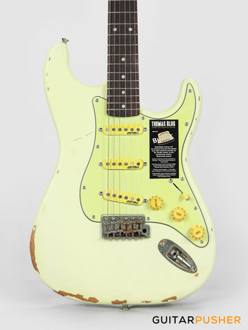 Vintage V6 Thomas Blug Signature S-Style Electric Guitar - Distressed Vintage White