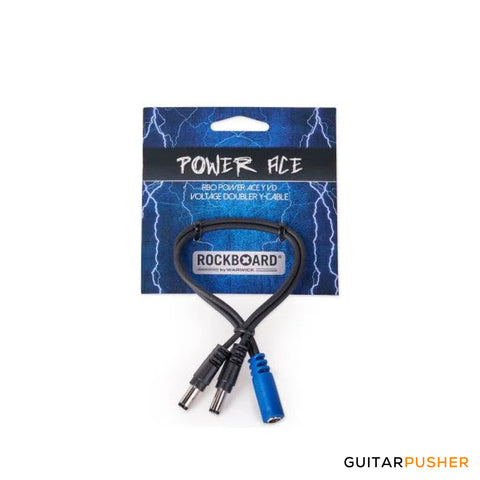 Rockboard by Warwick Power Ace Voltage Doubler Y Cable - 2 x 2.1 x 5.5mm Barrel Plug (Series) to 2.1 x 5.5mm Barrel Socket