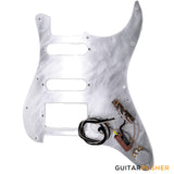 Bareknuckle Pre-wired Parchment White Standard 3 ply 11-hole pickguard HSS + Electronics, Parchment White Parts