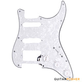 Bareknuckle Pre-wired White Pearloid Standard 3 ply 11-hole pickguard HSS + Electronics, White Parts