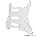 Bareknuckle Pre-wired Parchment White Standard 3 ply 11-hole pickguard SSS + Electronics, Parchment White Parts