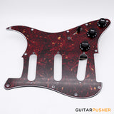 Bareknuckle Pre-wired Red Tortoiseshell Standard 3 ply 11-hole pickguard SSS + Electronics, Black Parts