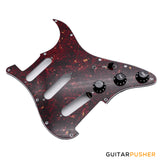 Bareknuckle Pre-wired Red Tortoiseshell Standard 3 ply 11-hole pickguard SSS + Electronics, Black Parts