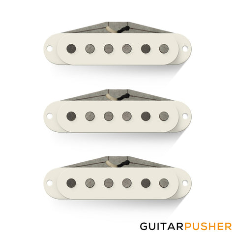 Bareknuckle Slow Hand Calibrated Strat Pickup Set, Flat Profile, RWRP, Zinc Bridge Plate, Parchment White