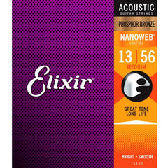 Elixir Acoustic Phosphor Bronze Standard Gauge Acoustic Guitar Strings with NANOWEB Coating