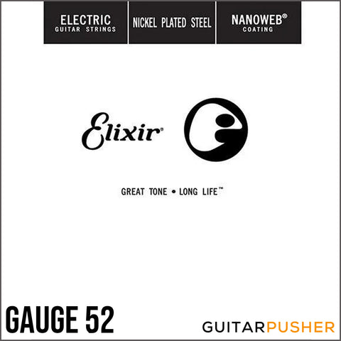 Elixir Electric Nickel Plated Steel Single Electric Guitar String with NANOWEB Coating - Gauge 52