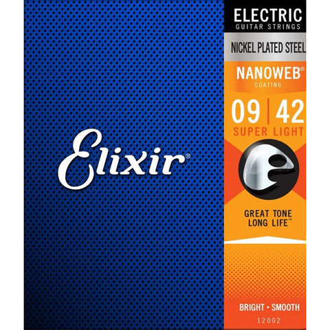 Elixir Electric Nickel Plated Steel Standard Gauge Electric Guitar Strings with NANOWEB Coating