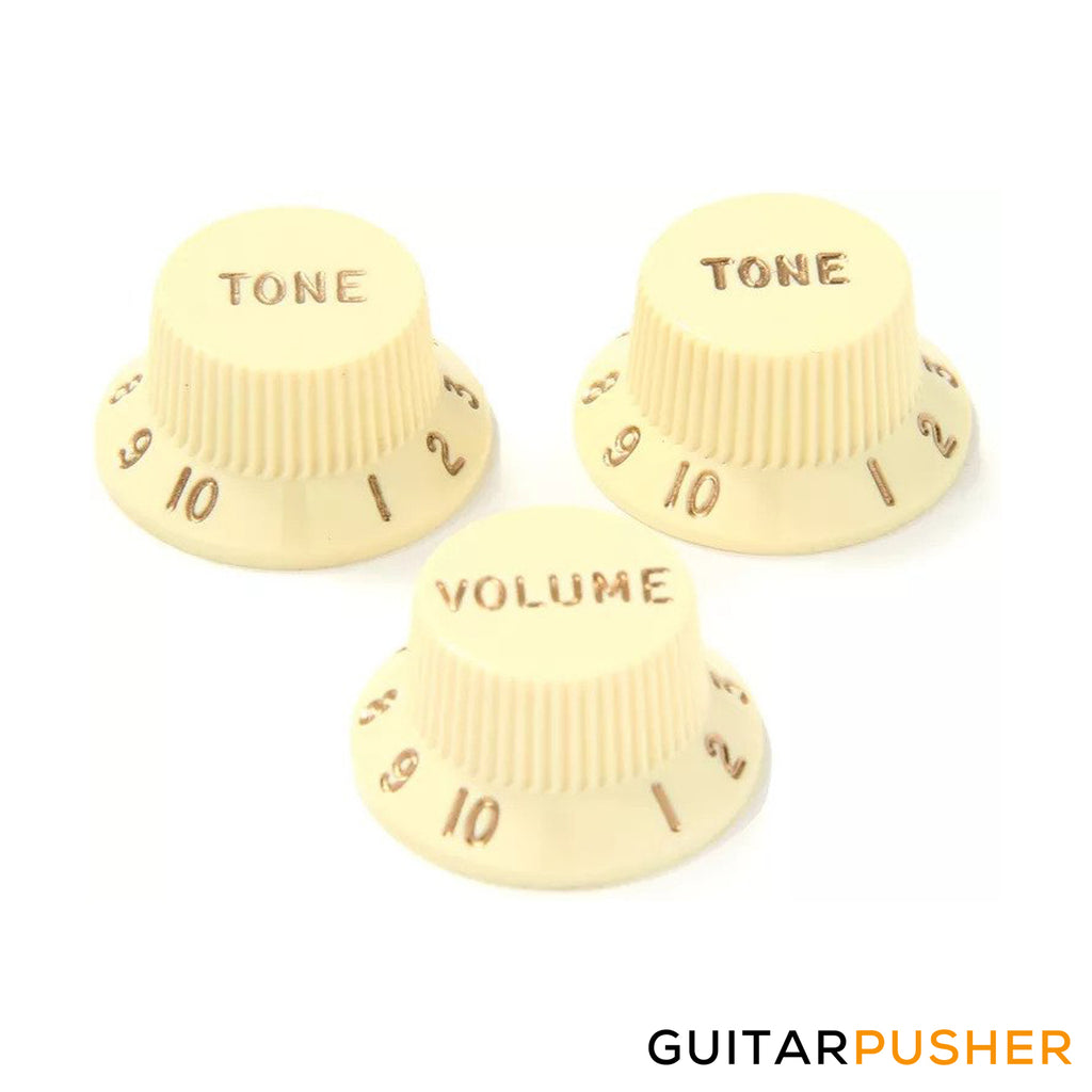 Fender Knobs 1 Volume, 2 Tone Aged White 0991369000 GuitarPusher