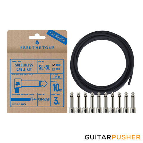 Free The Tone SL-5L-NI-10K Solderless Cable Kit 10 L-plugs (Nickel) 10ft CU-5050 cable