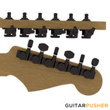 Hipshot Grip-Lock Closed Guitar Locking 6-In-Line Machine Head Set (Black)