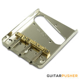 Kluson Hybrid Replacement Bridge For Fender American Standard Tele - Steel w/ Intonated Brass Saddle