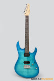 Leeky L-Series L15 S Style Electric Guitar (Flamed Maple Top/Rosewood Fingerboard) - Transblue