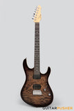 Leeky L-Series L25 S Style Electric Guitar (Flamed Maple Top/Rosewood Fingerboard) - Transblack