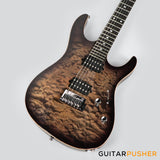 Leeky L-Series L25 S Style Electric Guitar (Flamed Maple Top/Rosewood Fingerboard) - Transblack