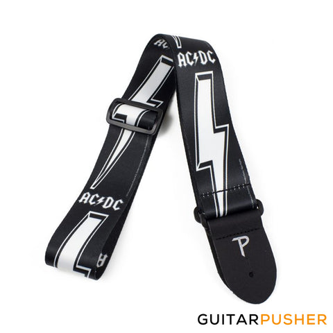 Perri's Leather Official Licensing AC/DC 2" Polyester Guitar Strap (Black w/ White Logo)