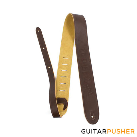 Perri's Leather Official Licensing Ed Sheeran Embossed 2" Deluxe Soft Italian Garment Leather Guitar Strap w/ Super Soft Suede Backing (Brown)