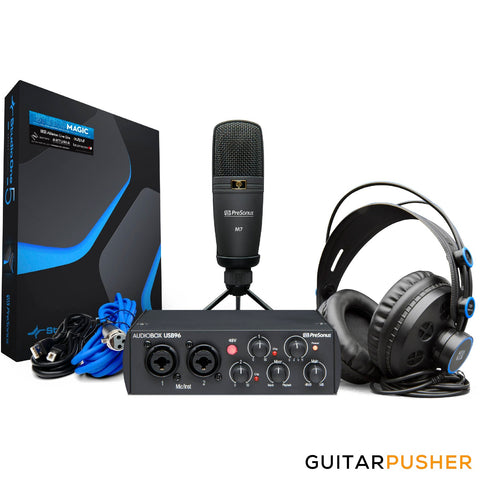 PreSonus AudioBox USB 96 Studio Bundle (Interface wtih Headphones, Microphone, Cable and Software) - 25th Anniversarry Black Edition