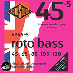 Rotosound Roundwound Rotobass 5-string Bass Guitar Nickel - GuitarPusher