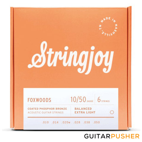 Stringjoy Acoustic Guitar String Set Balanced Extra Light - Foxwoods Coated Phosphor Bronze 10s (10-50)