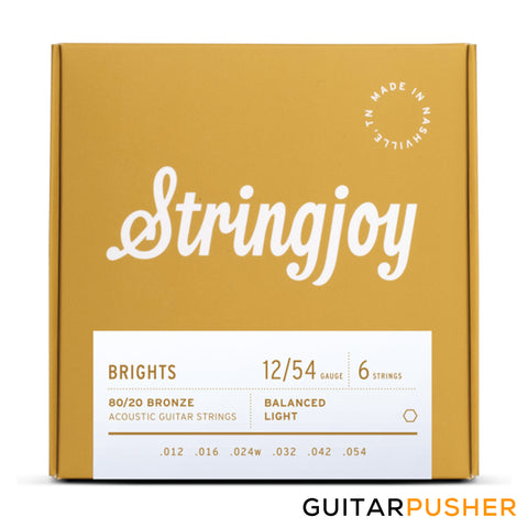Stringjoy Acoustic Guitar String Set Light - Bright Brass 12s (12-54)
