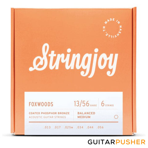 Stringjoy Acoustic Guitar String Set Balanced Medium - Foxwoods Coated Phosphor Bronze 13s (13-56)