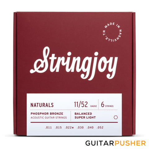 Stringjoy Acoustic Guitar String Set Super Light - Natural Bronze 11s (11-52)