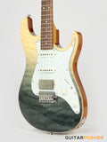 Tagima Stella DW HSS S Style Electric Guitar (Transparent Black Fade) Rosewood Fingerboard/White Pickguard