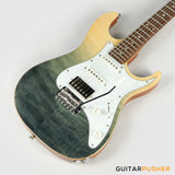 Tagima Stella DW HSS S Style Electric Guitar (Transparent Black Fade) Rosewood Fingerboard/White Pickguard