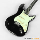 Tagima New T-635 Classic Series S Style Electric Guitar - Black (Rosewood Fingerboard/Mint Green Pickguard)