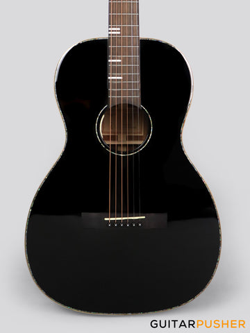 Tyma TP-18E Solid Top 00 Parlor Acoustic Guitar - Black