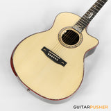 Tyma V-40E All-Solid Wood European Spruce Top Indian Rosewood Grand Auditorium Acoustic-Electric Guitar with T-200 preamp