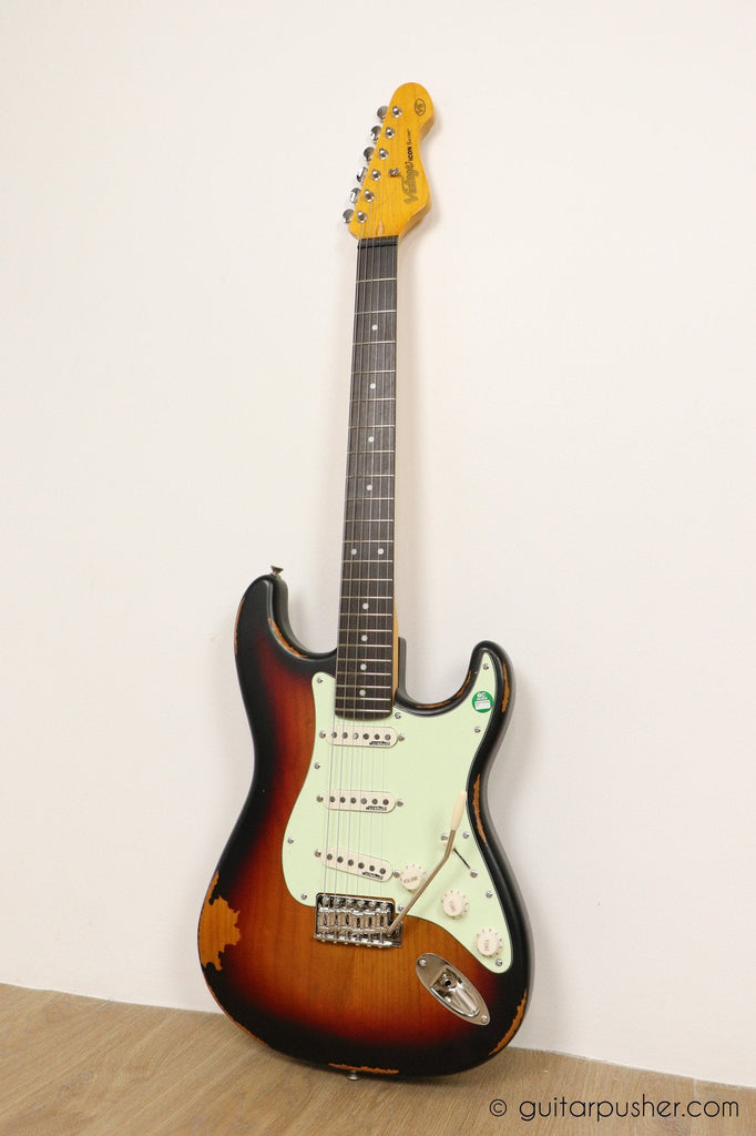 Vintage V6 Icon S-Style Electric Guitar - Distressed Sunburst ...