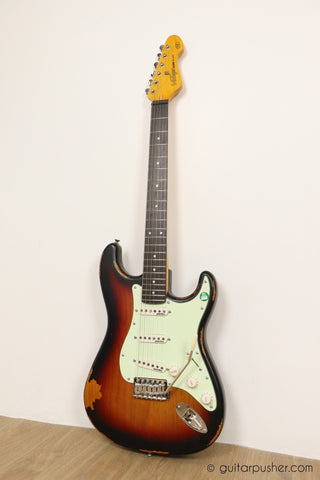 Vintage V6 Icon S-Style Electric Guitar - Distressed Sunburst