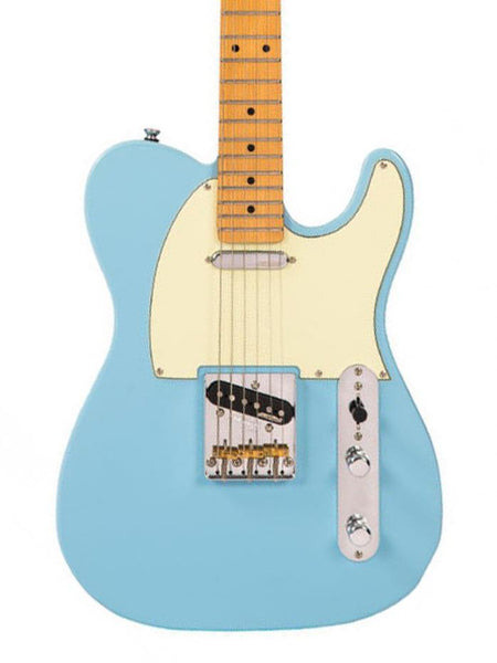 Vintage V75 Reissue T Style Electric Guitar Laguna Blue GuitarPusher
