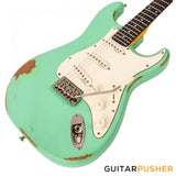 Vintage V6 Icon S-Style Electric Guitar - Distressed Ventura Green