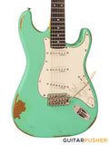 Vintage V6 Icon S-Style Electric Guitar - Distressed Ventura Green