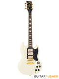 Vintage VS63 Reissue 3-Pickup SG Electric Guitar - Vintage White