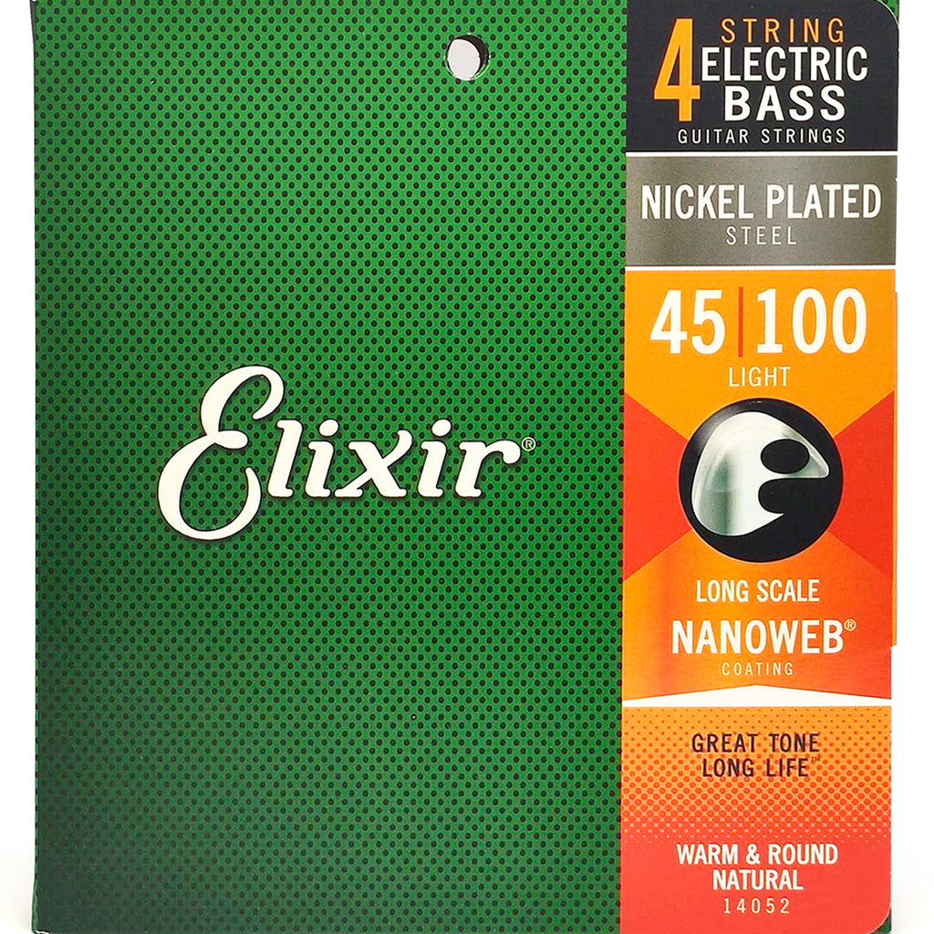 Elixir Electric Bass Nickel Plated Steel Bass Guitar Strings with NANO GuitarPusher