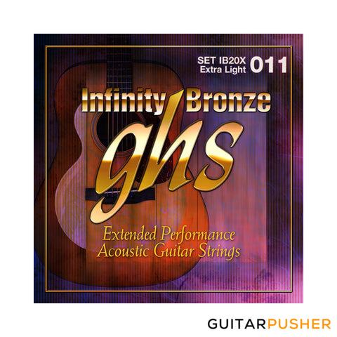 GHS Infinity Bronze Treated Acoustic Guitar Strings Extended Performance IB20X Extra Light 11-50 (11 14 22 30 38 50)