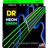 DR Neon Green 5-String Bass Guitar Strings with K3 Coated Medium Bass Strings - GuitarPusher