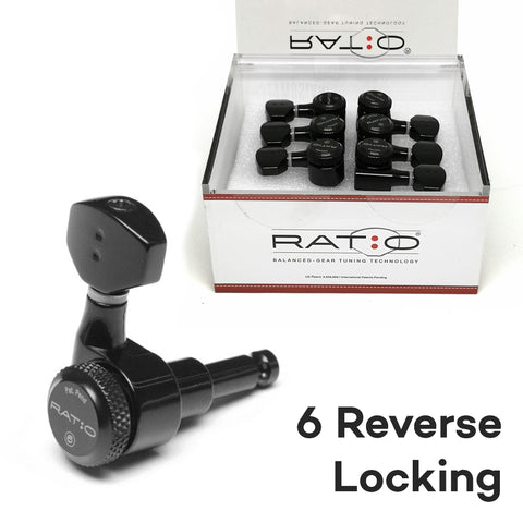 Graphtech RATIO Locking Tuners 6 In-line Mini Black 2 Pin PRL-8721-LB0 - REVERSE/LEFTY