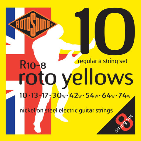 Rotosound Yellows Nickel Electric Guitar 8-String Set